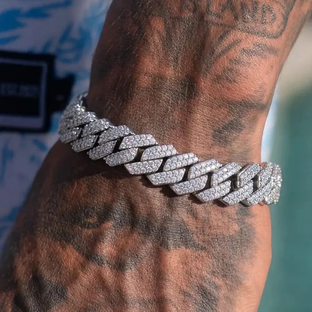 Bracelet Cuban Link 14MM pour Homme & Femme – Chaîne Miami Grosse Maille avec Strass, Style Hip-Hop Punk, Bijou Cadeau Tendance